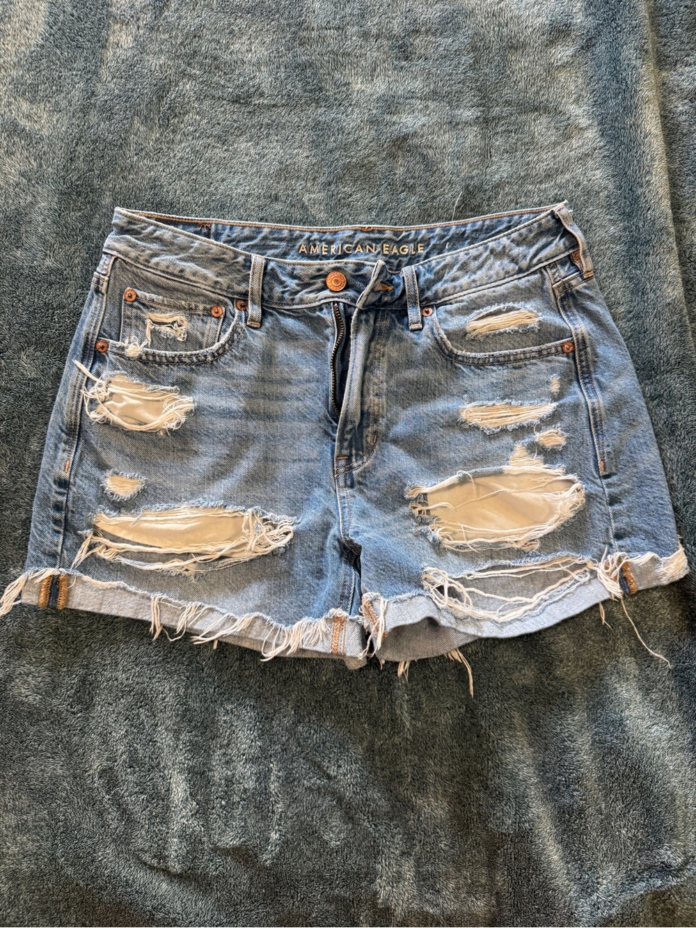 American Eagle Outfitters Light Blue Distressed Denim Shorts